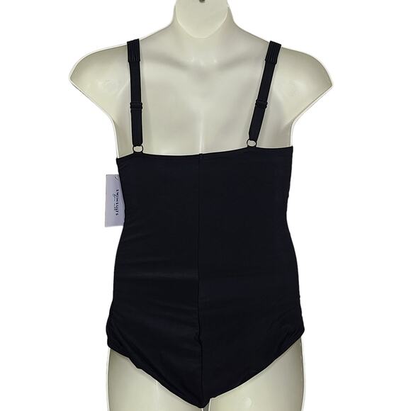 NEW Swimsuits for All One Piece Bathing Suit Black 12 Ruched - Picture 2 of 6
